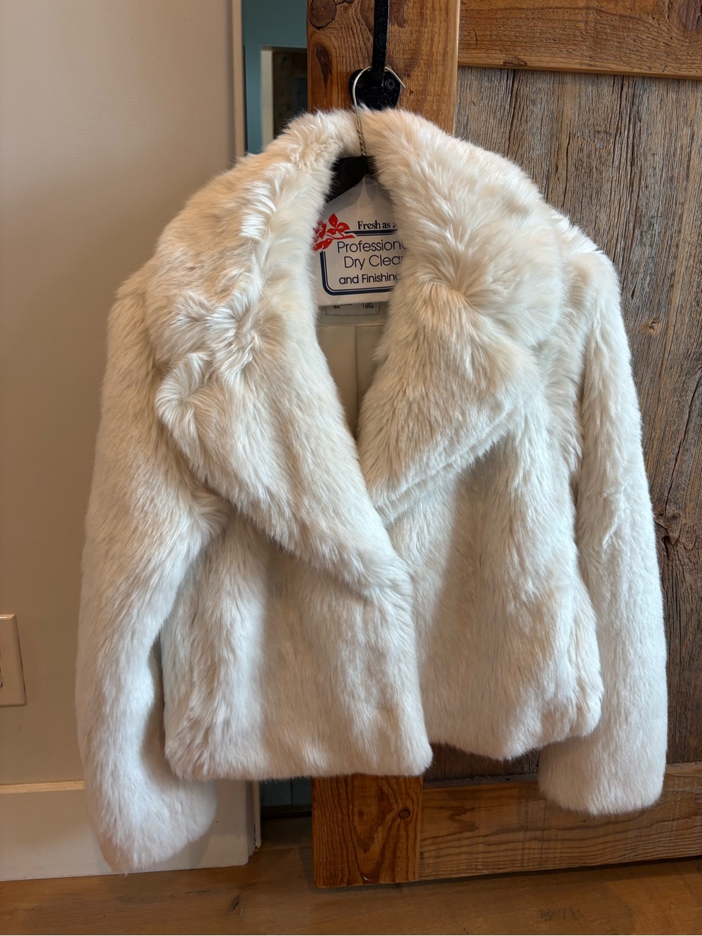 Cream Faux Fur Jacket - Women's Luxurious Short Coat